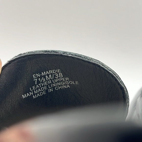 Enzo Anglioni black patent leather block heel loafer pumps gold hardware 7.5 - Picture 5 of 7